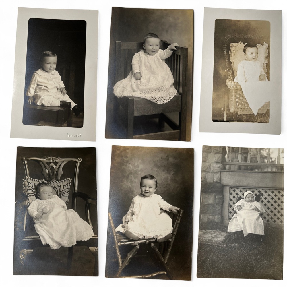 LOT 6 1910s Antique RPPC Real Photo Postcard Baby Morris Carpenter Growth Series